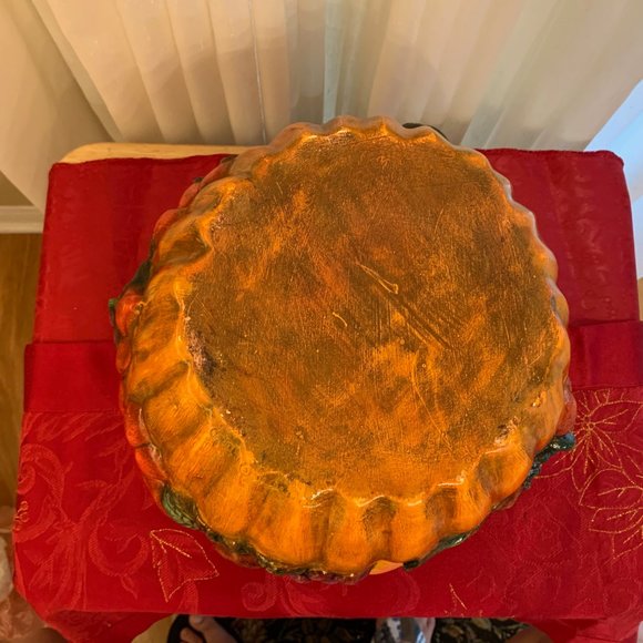 Handmade Ceramic Center Piece Fall Pumpkin with Fruit - Picture 4 of 6